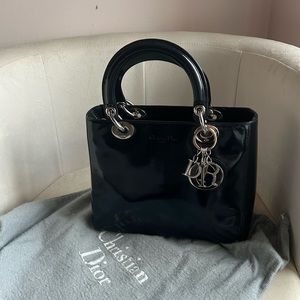 Lady Dior Patent Leather Blue Marine Circa 90s